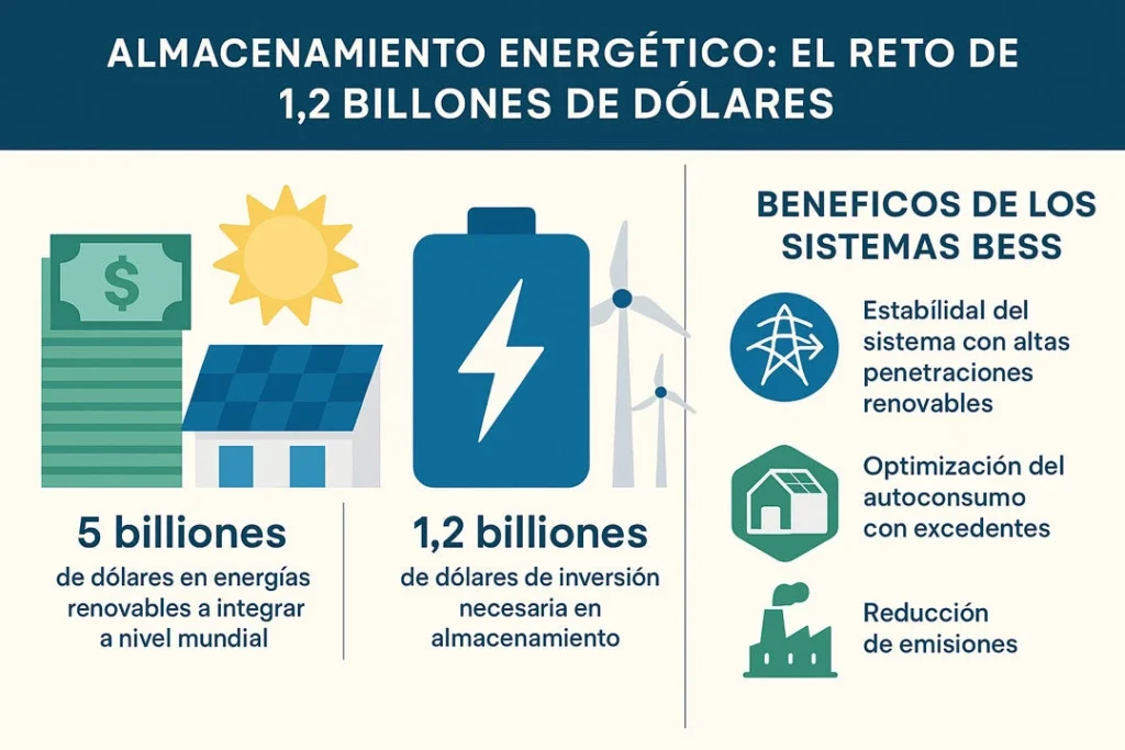 Almacenamiento energético: el reto de 1,2 billones de dólares para integrar las energías renovables con prodesol