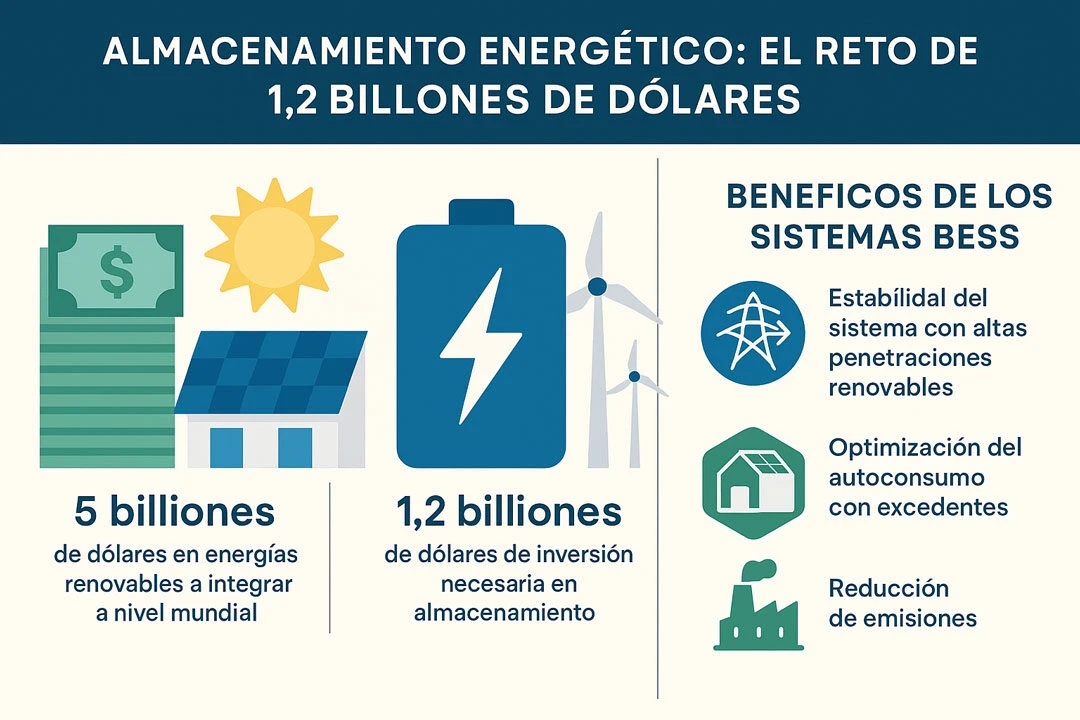 Almacenamiento energético: el reto de 1,2 billones de dólares para integrar las energías renovables con prodesol