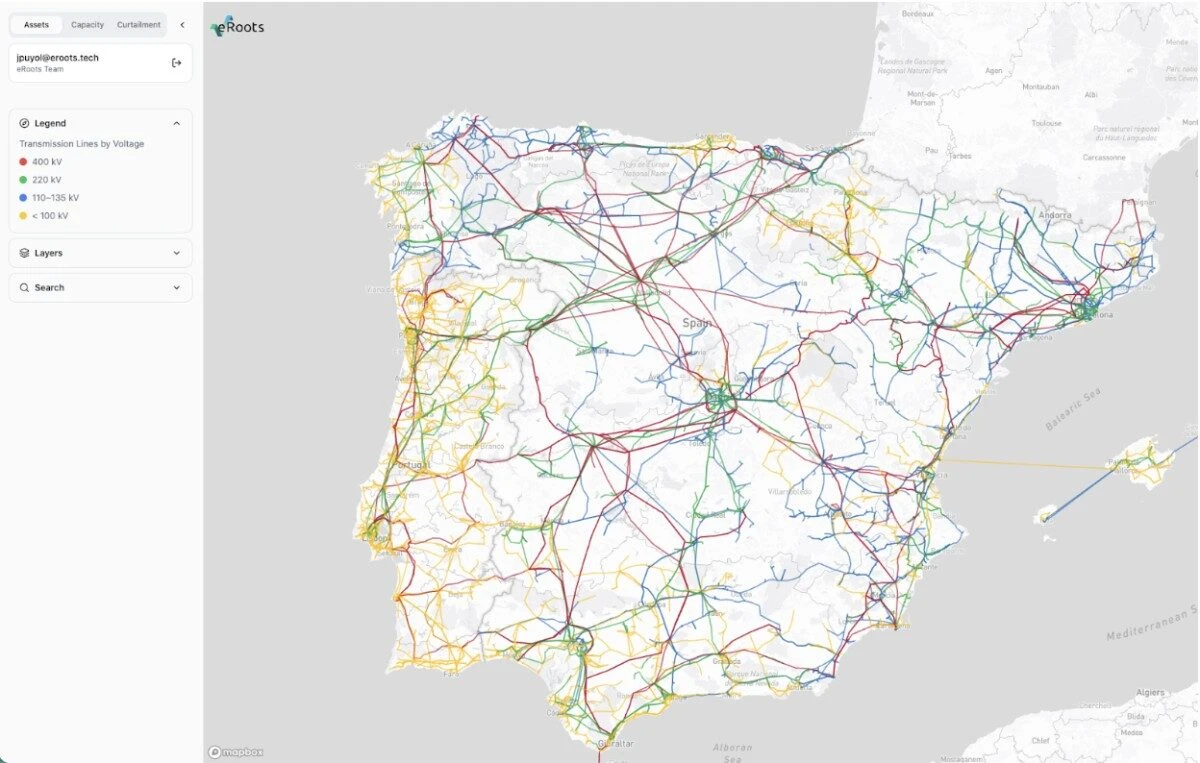 El nuevo mapa digital de la red eléctrica en España