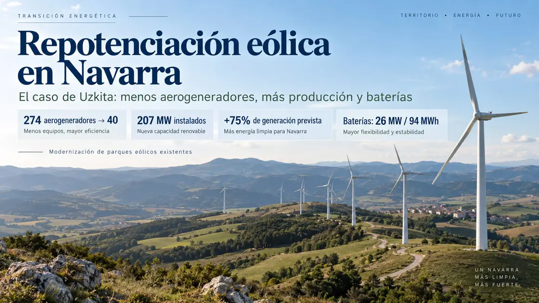 epotenciación eólica en Navarra: Uzkita muestra cómo producir más con menos aerogeneradores - Prodesol
